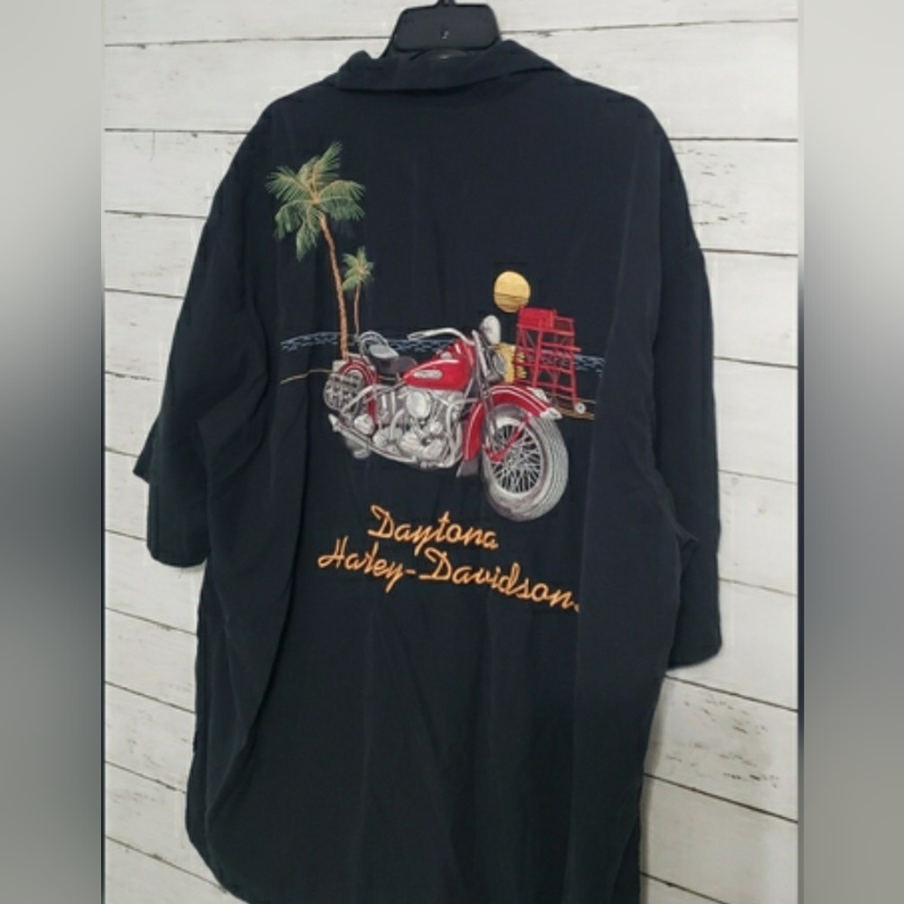 Harley-Davidson 3x Black Button Up Shirt with Embroidered Logo And Back